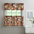 thumbnail image 2 of Rod Pocket Kitchen Curtain Set 3-Piece, 27.5x36 Inch Valance & Tier Drapes, Polyester Pongee Cafe Curtains for Living Room, Bathroom, Farmhouse Rustic Country Window Treatments., 2 of 6