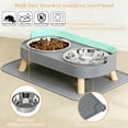 thumbnail image 3 of Elevated Cat Bowls with Food Mat, Splash Proof Anti Vomiting Raised Cat Food and Water Bowl Set, 2 Stainless Steel Dishes for Cats and Puppy, Pet Bowl for Indoor Cats White, 3 of 6