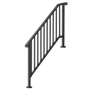 VEVOR 5-6 Step Outdoor Handrails – Black Retro Arch Design, Safety Handrails for Porch & Deck