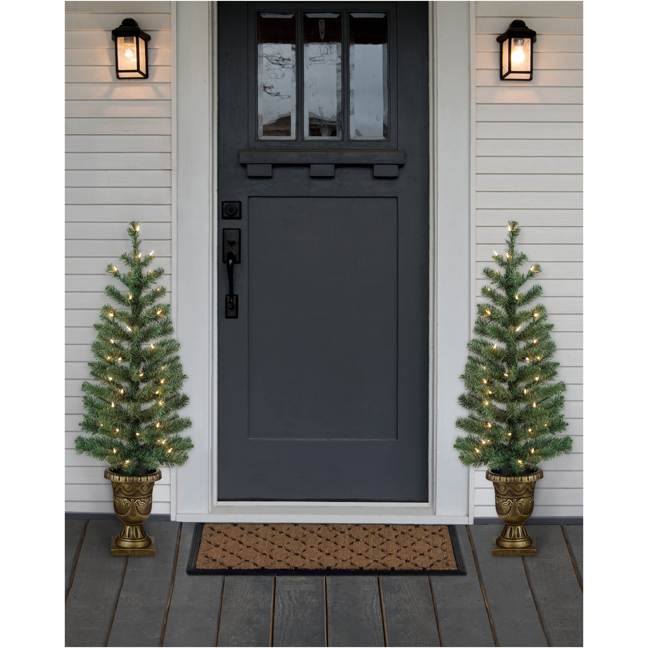 Holiday Time 2-Count Pre-Lit Pre-Lit 3.5-Foot Artificial Porch Christmas Trees, with Clear Incandescent Lights - image 2 of 5