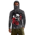thumbnail image 2 of Bulopur Gothic Skull Print Men’s Graphic UV Hoodie Shirt, UPF 50+ Fishing Rash Guard with Breathable Mask, Quick Dry Lightweight Long Sleeve Sun Protection Top, 2 of 8