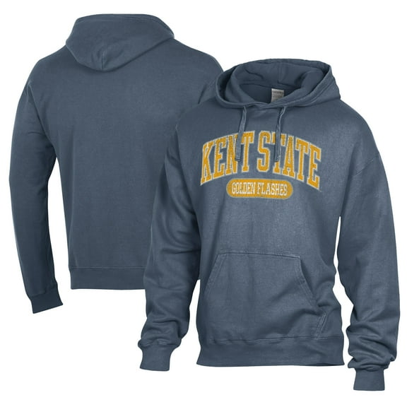 Men's Comfort Wash Blue Kent State Golden Flashes Lightweight Fleece Pullover Hoodie