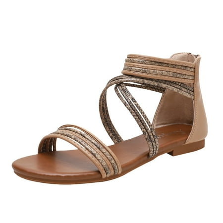 

SEMIMAY Fashion Summer Women Casual Sandals Ladies Roman Flat Seaside Beach Shoes