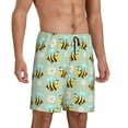 thumbnail image 6 of Mens Pajama Shorts, cute Bees daisy flowers green Sleep Shorts Men Pajama Bottoms Lounge PJ Shorts with Pockets, 6 of 6