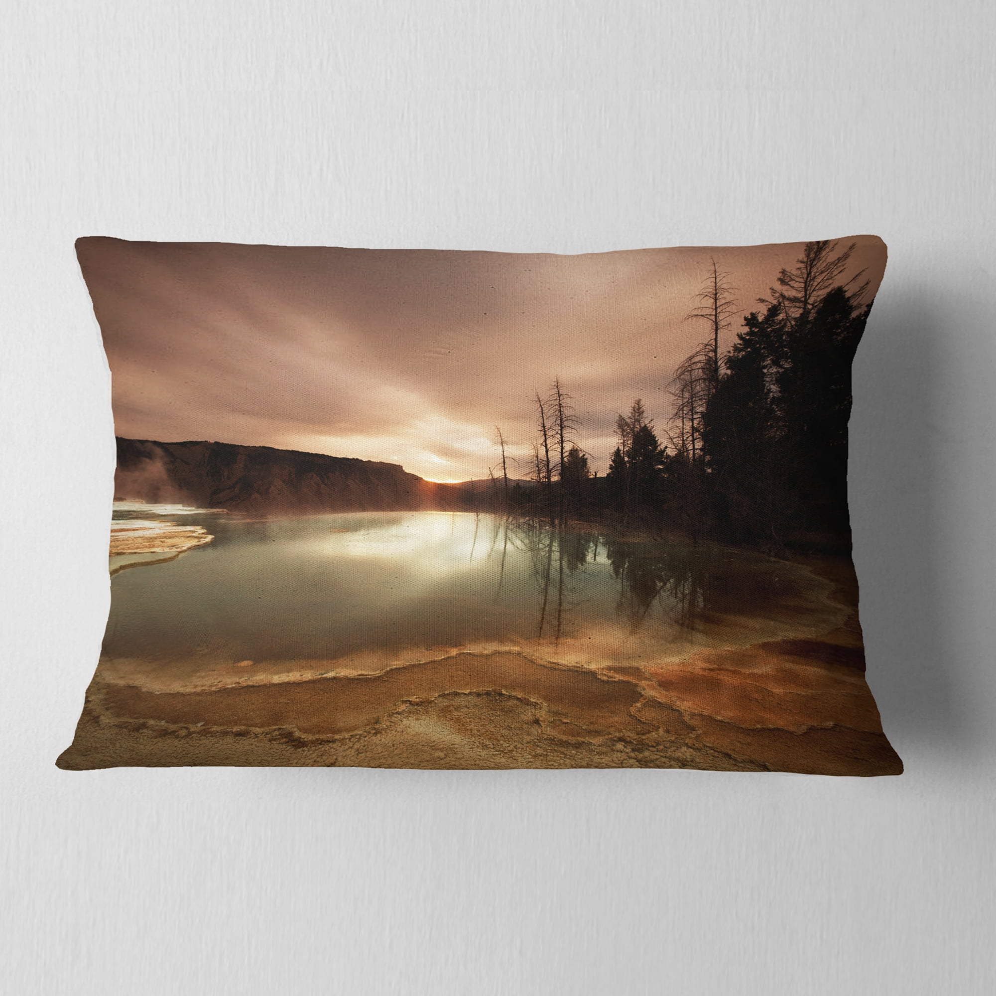 Designart 12" x 20" Brown Polyester Throw Pillow