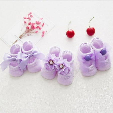 

Kids Baby Lace Bow Cotton Hollow Boat Socks Floor Newborn Baby Girls Cute Socks 3 Pairs One Set