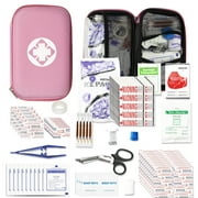 277 Pcs First Aid Kit Car Emergency Survival Kit for Home School Travel Outdoor Adventure Portable Pink AMORNING