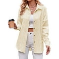 thumbnail image 3 of Womens Casual Collared Blouse Loose Fit Long Sleeve Button Down Seersucker Shirt Tops Light Yellow XL, 3 of 9