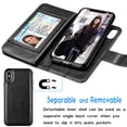 thumbnail image 3 of Tekcoo iPhone X / iPhone XS Wallet Case, 5.8" iPhone X / XS PU Leather Case, Luxury [Black] License Cash Card Slots Holder Carrying Flip Cover [Detachable Magnetic Hard Case] & Kickstand & Lanyard, 3 of 6