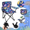thumbnail image 5 of Hengguang Kids Camping Chair, Beach Folding Chair with Safety Lock for Boys Girls Toddler with Cup Holder & Carry Case- Tailgate, Travel, Lawn- for Indoor & Outdoor (Playful Dinosaurs), 5 of 7