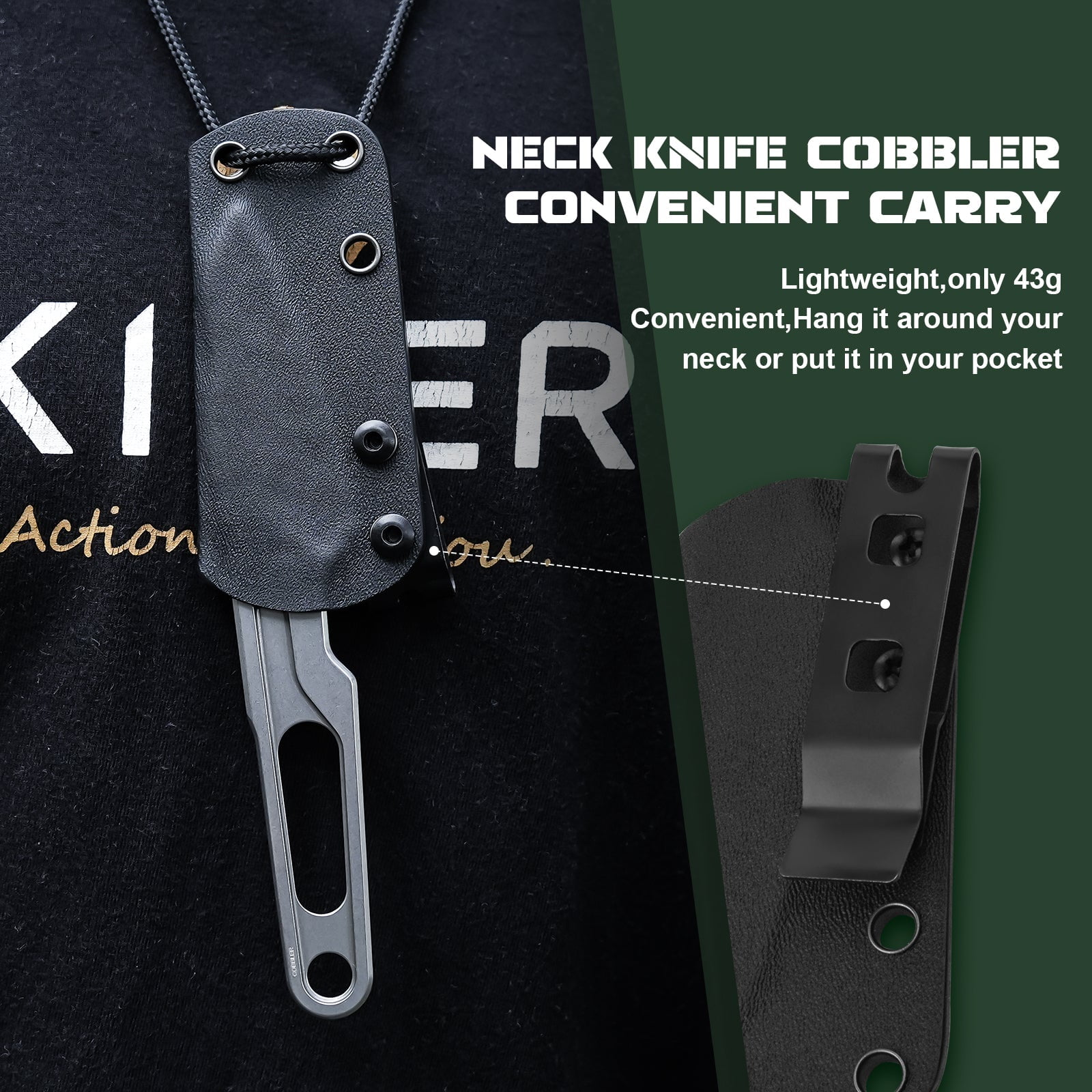 Kizer Cobbler Fixed Blade Knife D2 Blade D2 Handle Pocket Knife 1057A1