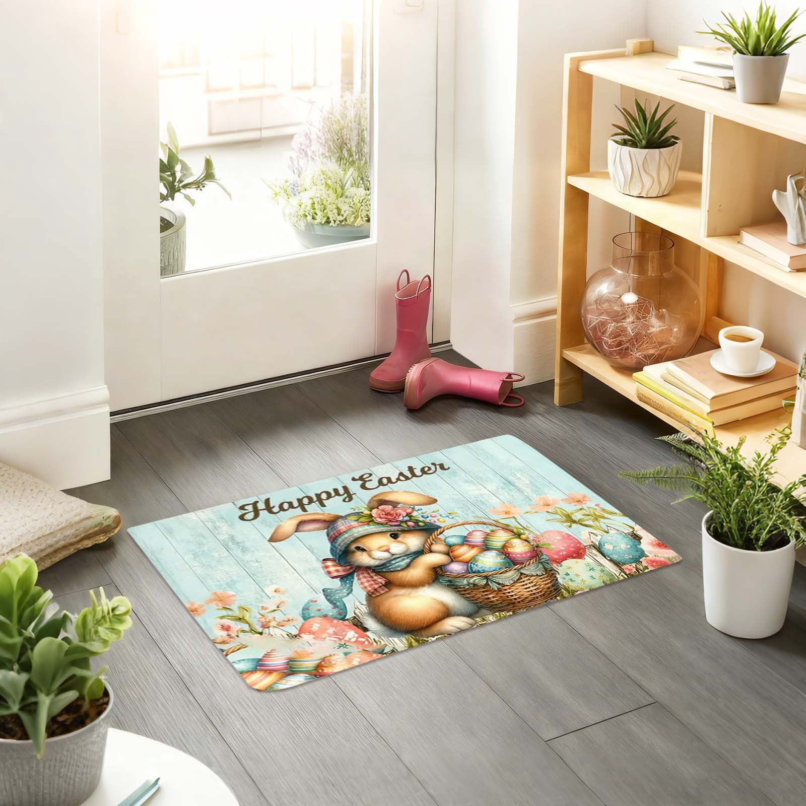 31" x 47" Happy Easter Kitchen Mats Easter Rug Easter Bath Rug Easter Bunny Kitchen Rug Easter Doormat Easter Decor Easter Bathroom Rug Kitchen Mats for Floor Easter Bath Mat