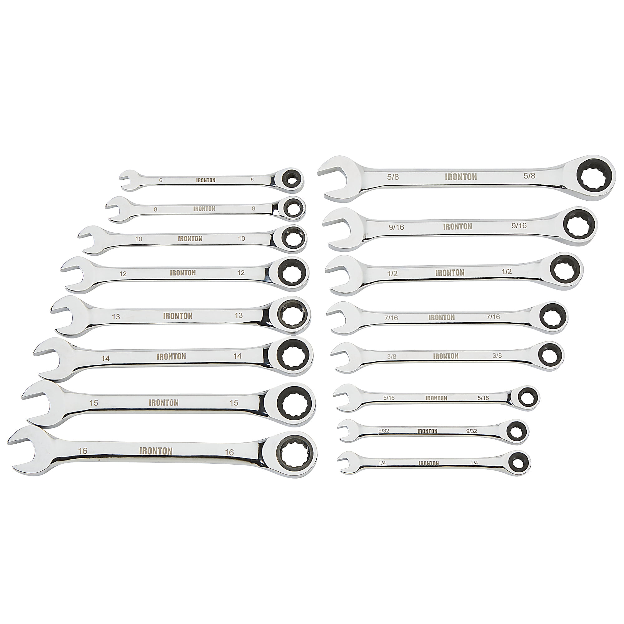 Ironton 16-Pc. SAE/MM Ratchet Wrench Set, Model# 573089A