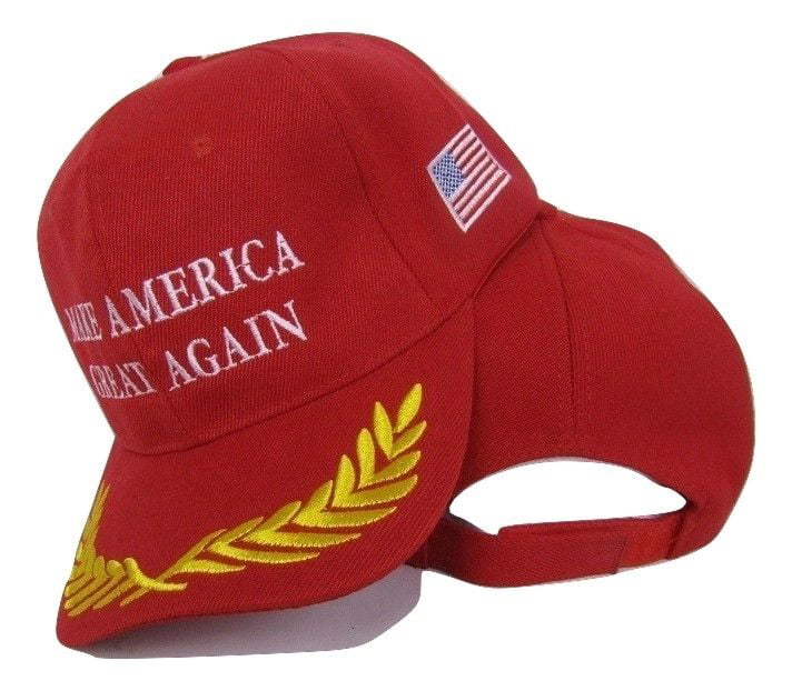 3'x5' Trump Make America Great Again Red Flag & Trump MAGA Black Feathers Hat 