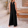 thumbnail image 5 of GILIGEGE Women's Summer Causal Jumpsuits Sleeveless Wide Leg Long Rompers V Neck Strap Loose Baggy Overalls Beach Jumpsuits with Pockets High Waisted Stylish Loose Jumpsuit Vest V Neck Wide Leg, 5 of 7