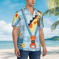 thumbnail image 5 of Balery Giraffe Come Out From Zipper Print Men's Hawaiian Shirts Short Sleeve Beach Shirt Relaxed Fit Vacation Button Down Shirts-3X-Large, 5 of 9