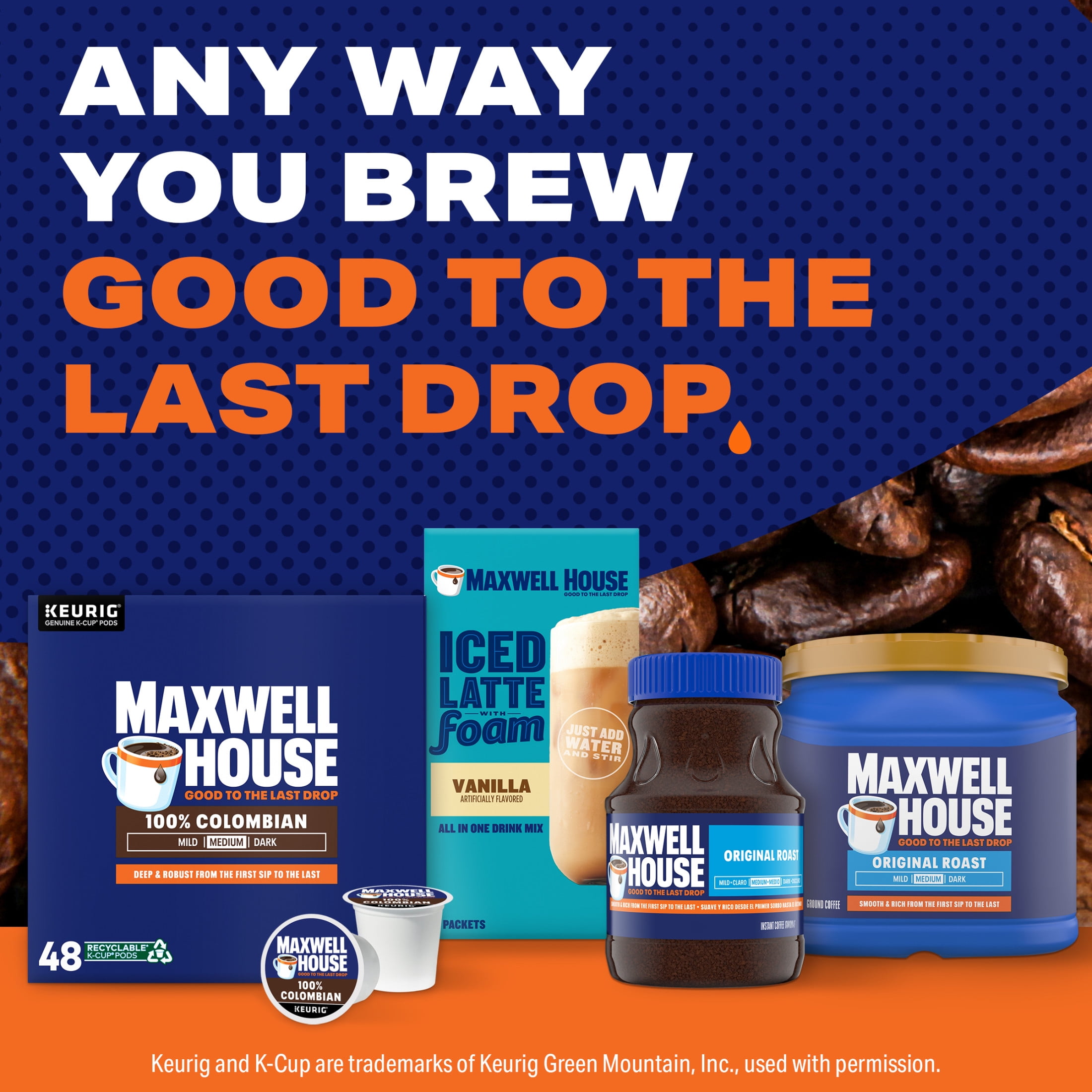 Maxwell House 100% Colombian Medium Roast K-Cup® Coffee Pods, 48 Count Box