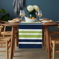 thumbnail image 2 of Navy Blue Green Striped Table Runner - 108 Inch Long, Kitchen Dining Table Runner Dresser Scarves, Modern Minimalist Ombre Lines Farmhouse Decor for Coffee Tables Wedding Party Banquet, 2 of 8