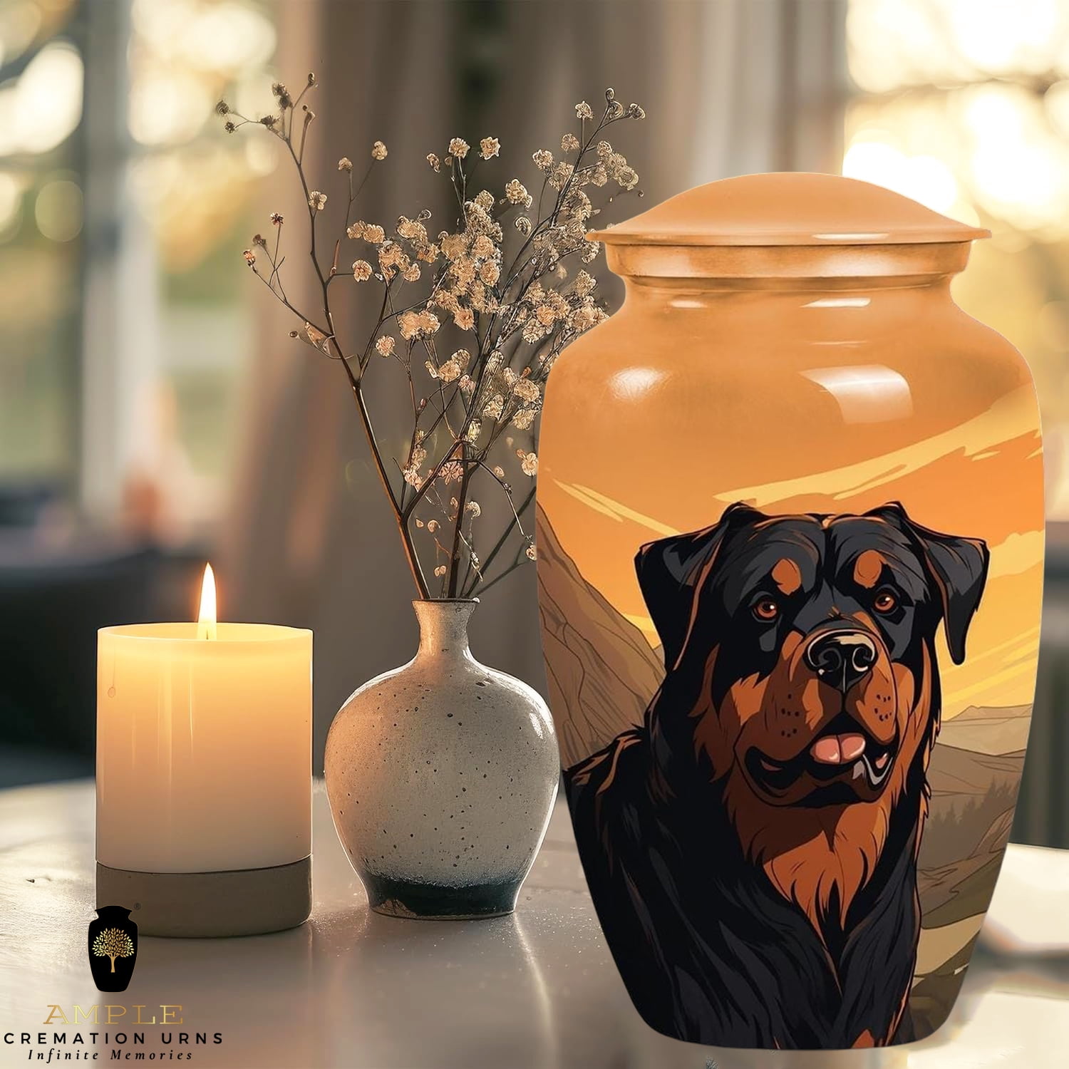 Rottweiler Dog Cremation Urn for Ashes – Pet Memorial Urn for Dogs Aluminum
