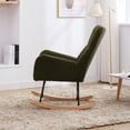 thumbnail image 2 of Accent Rocking Chair, Teddy Upholstered Glider Rocker with High Backrest, Comfy Rocking Armchair Single Chair with Armrest and Metal Frame for Living Room Bedroom Offices, 2 of 8