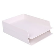 Sheebo Plastic Paper Letter Tray - Office Stackable Desk Accessory Organizer Set, 2 Pack
