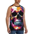 thumbnail image 2 of Pofeuu Colorful Skull Print Men's Muscle T-Shirt, Sleeveless, Muscle Tank, Classic Muscle Tee Top For Men Casual Sleeveless Muscle T-Shirt Trendy Clothes-Large, 2 of 7