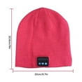 thumbnail image 2 of HESHENG Bluetooth 5.0 Beanie Wireless Music Listening Handsfree Headphone Hat Winter Warm Knitted Cap, Rose Red, 2 of 11
