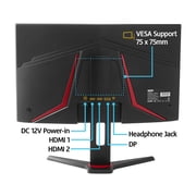 onn 24 FHD (1920 x 1080p) 180hz 1ms FreeSync Gaming Monitor with HDMI and DP Cables, Black