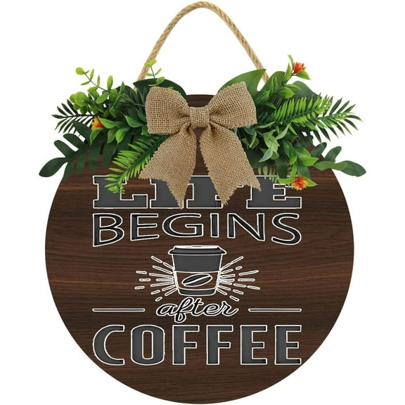 Eveokoki 12" Coffee Bar Wall Signs Decor, Life Begins After Coffee Sign, Farmhouse Wood Coffee Signs Coffee Bar Decor for Coffee Station, Coffee Lover Gift