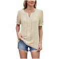 thumbnail image 2 of aidice Womens Tops V Neck Ruffled Short Sleeve Summer Tops T Shirts Fashion Casual Soft Basic Blouses Comfy Spring Tees, 2 of 7