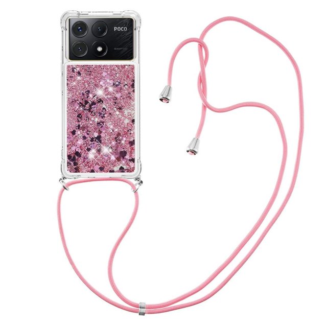 Funda FOXDOCK para Xiaomi Poco X6 Pro con Cuerda Ajustable, Brillo Líquido, Protección Antigolpes y Lente – Ideal para Regalo