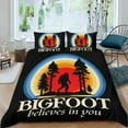 thumbnail image 2 of Bigfoot Conjunto de sábanas temático, trío de piezas, cómodo y amigable con la piel, diseño único, regalo de decoración para el hogar para familiares, amigos y fans, 90 cm * 190 cm, 2 of 6