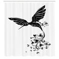thumbnail image 3 of Black and White Shower Curtain, Hummingbird with Hearts Tail and Swirled Feathers Monochrome Animal, Fabric Bathroom Set with Hooks, 69W X 84L Inches Extra Long, Black and White, by Ambesonne, 3 of 3