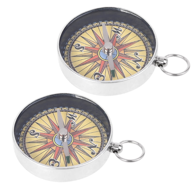 2pcs Whistle Keychain Compass Navigation Tool for Outdoor Camping Hiking 