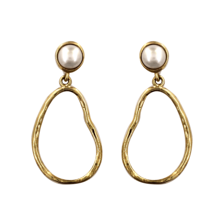 Maya 18k Gold-Plated Pearl Earrings, 2 Natural Pearls, 6 mm
