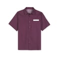 thumbnail image 2 of MODA NOVA Big & Tall Men's Contrast Pocket Short Sleeve Button Down Shirt Burgundy White XL, 2 of 5