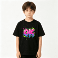 thumbnail image 2 of OK Graffiti Boys Graphic Tee, Cool Neon Pink Blue Street Art 100% Cotton Kids Short Sleeve T-Shirt, 2 of 5