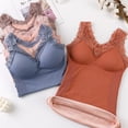 thumbnail image 2 of Qarigey Invierno otoño mujer encaje cuello en V ropa interior cálida Chinlon Lencería diseño Simple capa Base chaleco Bottoming Tops ropa Camisetas sin mangas Marrón 65-87.5 kg, 2 of 6