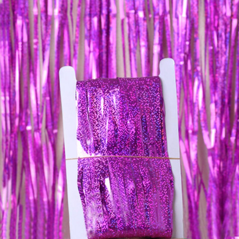 AkoaDa 2M Metallic Tinsel Curtain Foil Backdrop Birthday Hens Party Decor Shiny Tinsel