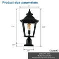 thumbnail image 2 of 21" Outdoor Post Lantern Light, 2-Pack Vintage Black Metal Garden Pillar Lamp with Clear Glass for Driveway, Gate, Pathway, and Yard Lighting, Elegant Exterior Design (Bulb Not Included), 2 of 10