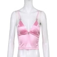 thumbnail image 4 of YiZYiF Womens Satin V Neck Crop Top Camisole Slim Fit Backless Vest, 4 of 6