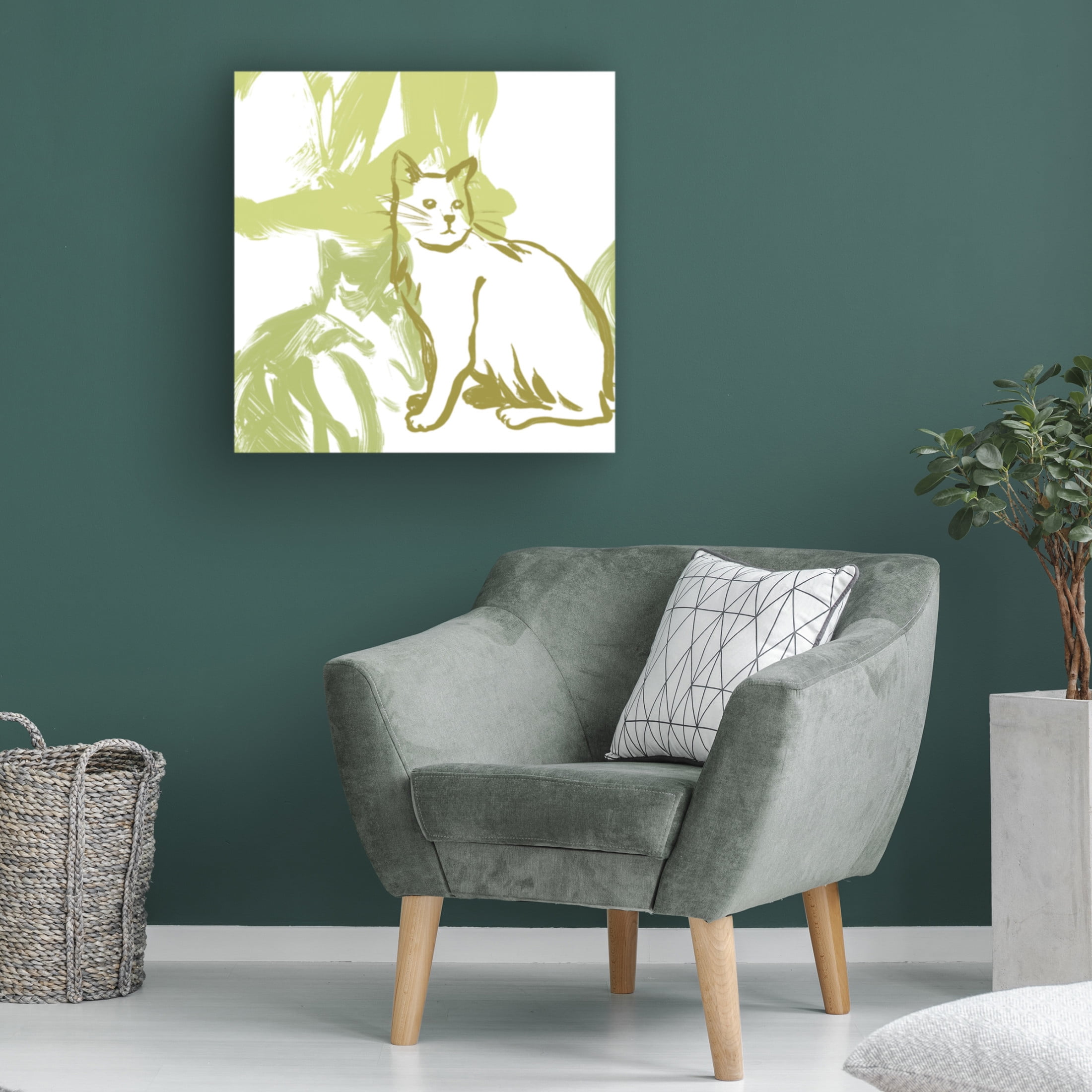 Canvas Wall Art - June Erica Vess 'Paint Box Cats V' Wall Art for Living Room, Bedroom, or Office Décor by Trademark Fine Art - 14 x 14 Inches