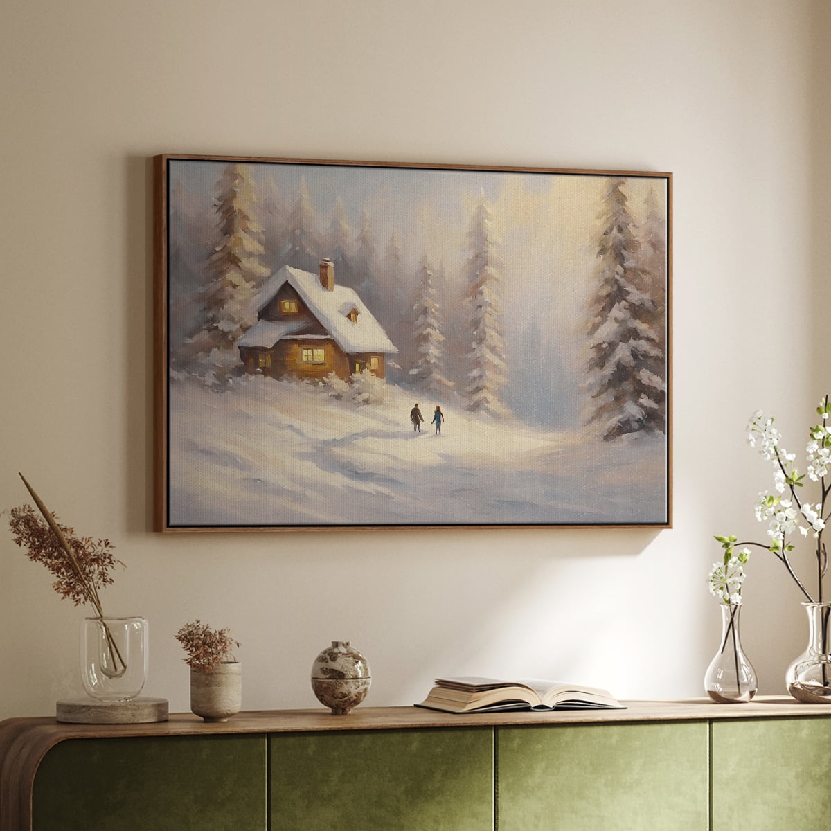 Vintage Landscape-CLXXII By Wexford Home Framed in Walnut Wood Gallery Wrapped Canvas 27 in. x 41 in.