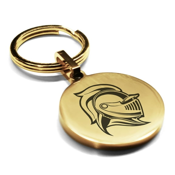 Stainless Steel Knight Warrior Champion Round Medallion Keychain Circle Ring