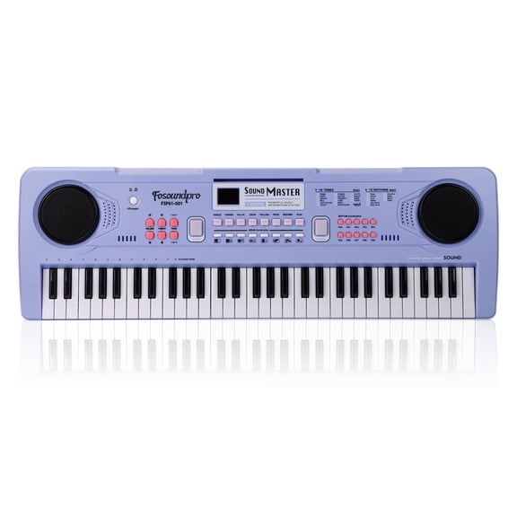 Fosoundpro 61-Key Electric Piano Keyboard with 16 Voices, 10 Rhythms, Microphone, Gift for Beginners, Purple (FP-630)