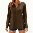 thumbnail image 6 of Mceream Cotton Linen Shirts for Women 2026 Trendy V Neck Button Long Sleeve Gauze Tunic Tops Side Slit Hem Work T Shirts Boho Loose Fit Blouse Plus Size Clothes Blusas De Lino Para Mujer Brown XXL, 6 of 9