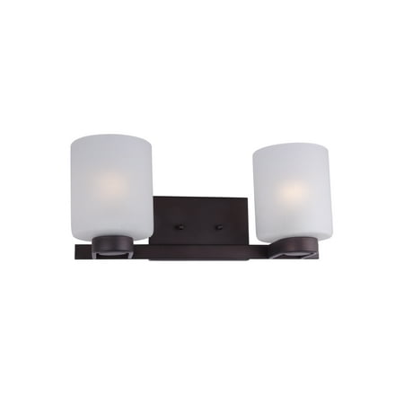

2-Light Antique Bronze Bath Vanity with White Linen Glass