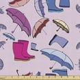 thumbnail image 1 of Umbrella Fabric by the Yard Upholstery, Autumn Accessories Boots and Flourish Umbrellas Colorful Style Print, Decorative Fabric for DIY and Home Accents, Pale Mauve Multicolor by Ambesonne, 1 of 5