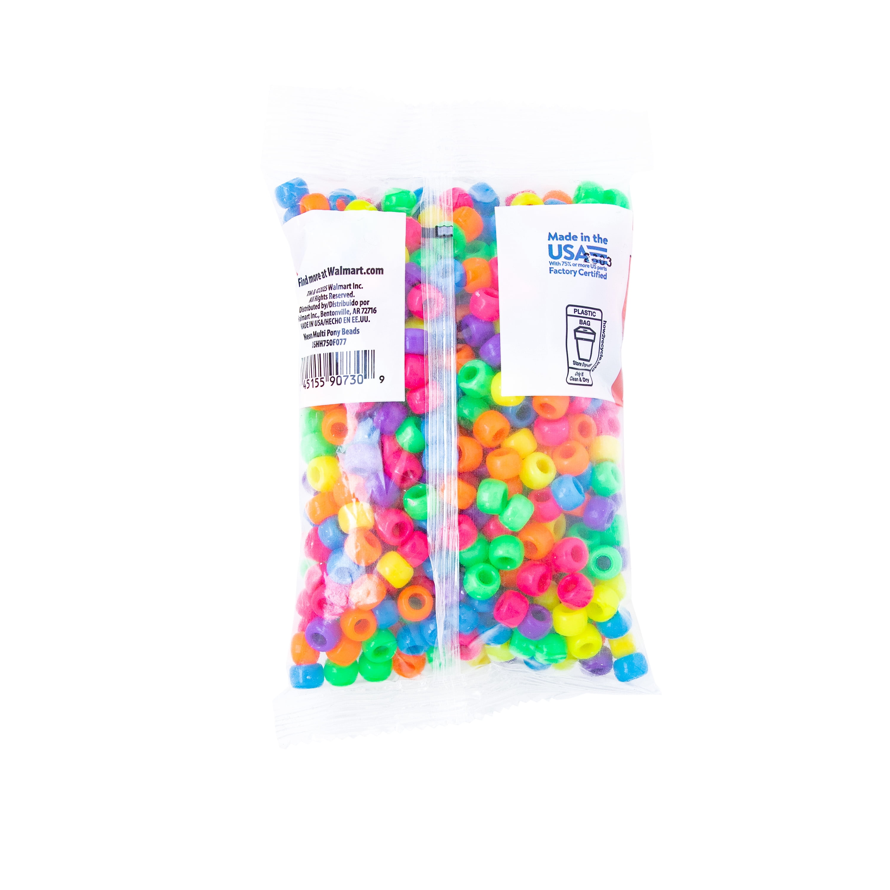 Hello Hobby Neon Pony Bead Multi 500 Plastic Beads