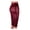 Wine Red, variant on Fashion Women High Waist Split Faux Leather Knee Length Bodycon Pencil Skirt